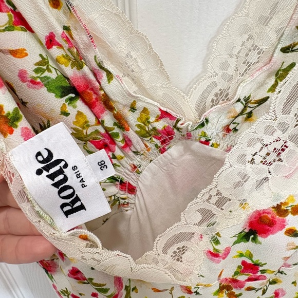 Rouje Cream Floral Lace Dress Size 36 - Picture 3 of 3